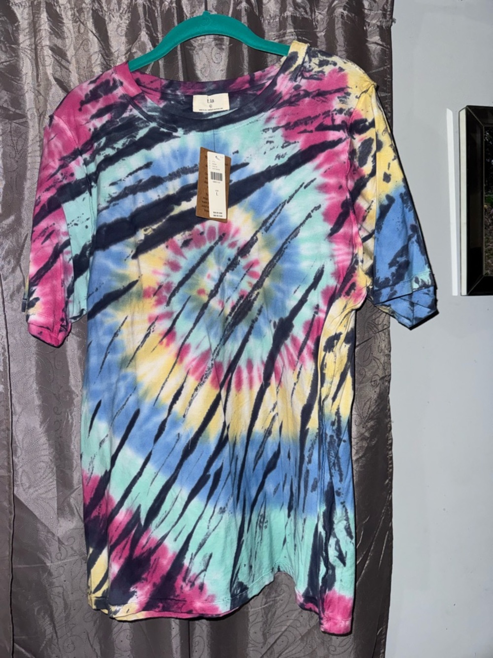 T.La Tie-Dye Crewneck Tee in Navy, Pink, Purple, Blue